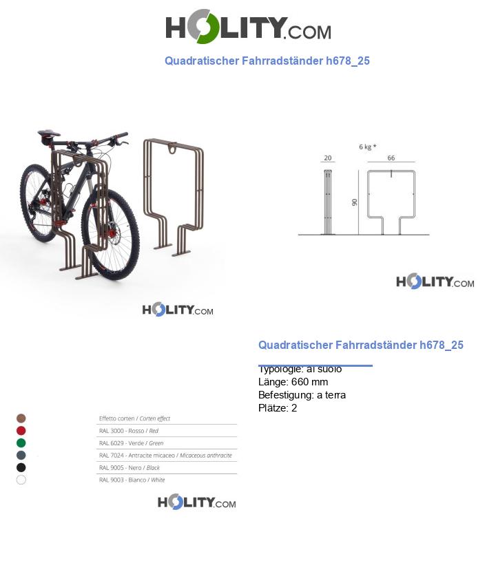 Quadratischer Fahrradständer h678_25