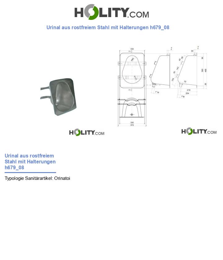 Urinal aus rostfreiem Stahl mit Halterungen h679_08