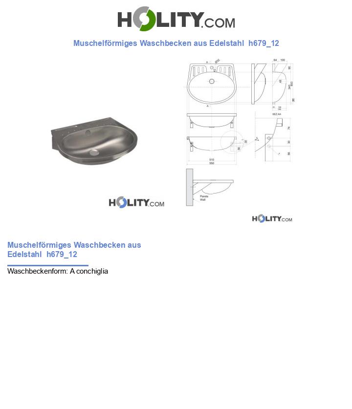 Muschelförmiges Waschbecken aus Edelstahl  h679_12