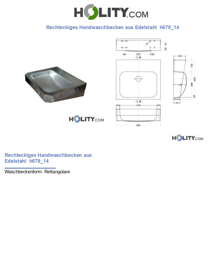 Rechteckiges Handwaschbecken aus Edelstahl  h679_14