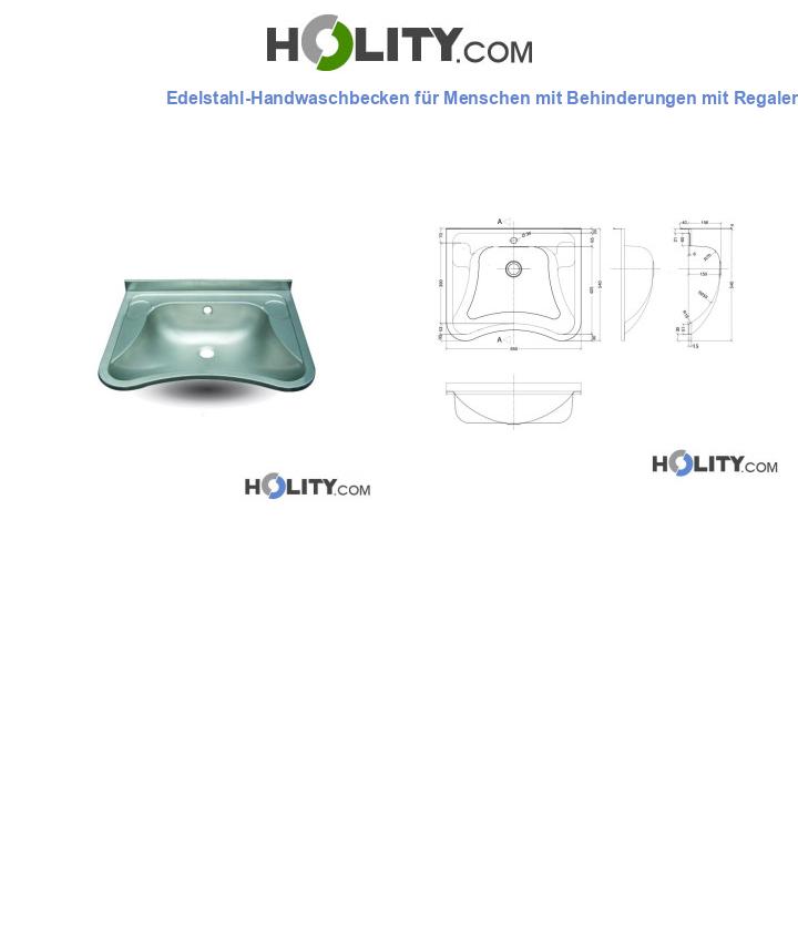 Edelstahl-Handwaschbecken für Menschen mit Behinderungen mit Regalen h679_16
