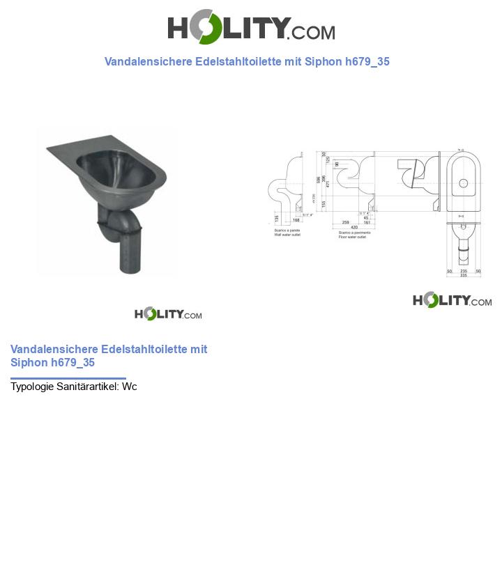 Vandalensichere Edelstahltoilette mit Siphon h679_35