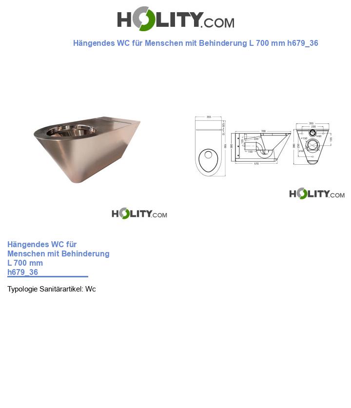 Hängendes WC für Menschen mit Behinderung L 700 mm h679_36