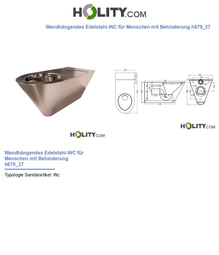 Wandhängendes Edelstahl-WC für Menschen mit Behinderung h679_37
