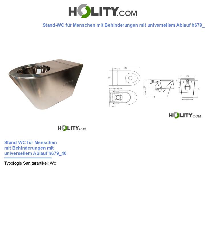 Stand-WC für Menschen mit Behinderungen mit universellem Ablauf h679_40