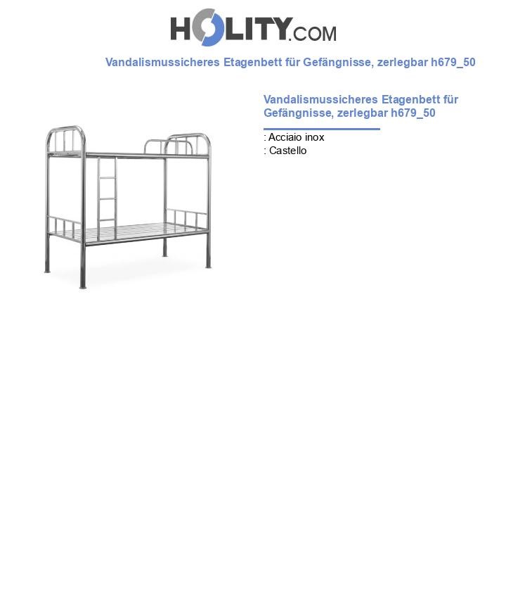 Vandalismussicheres Etagenbett für Gefängnisse, zerlegbar h679_50