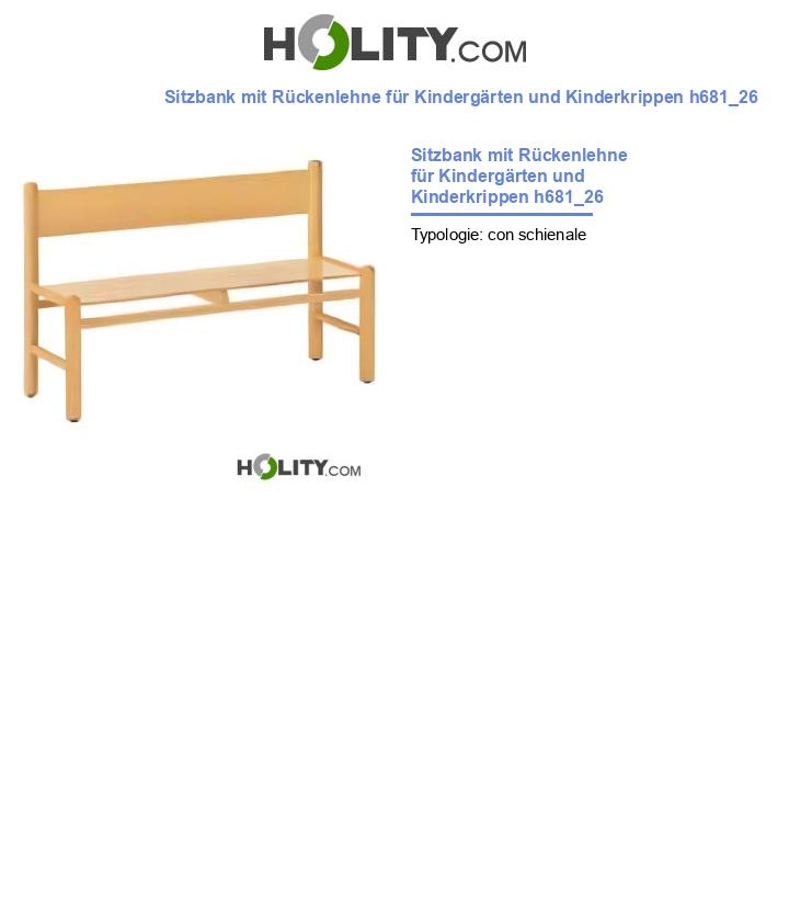 Sitzbank mit Rückenlehne für Kindergärten und Kinderkrippen h681_26