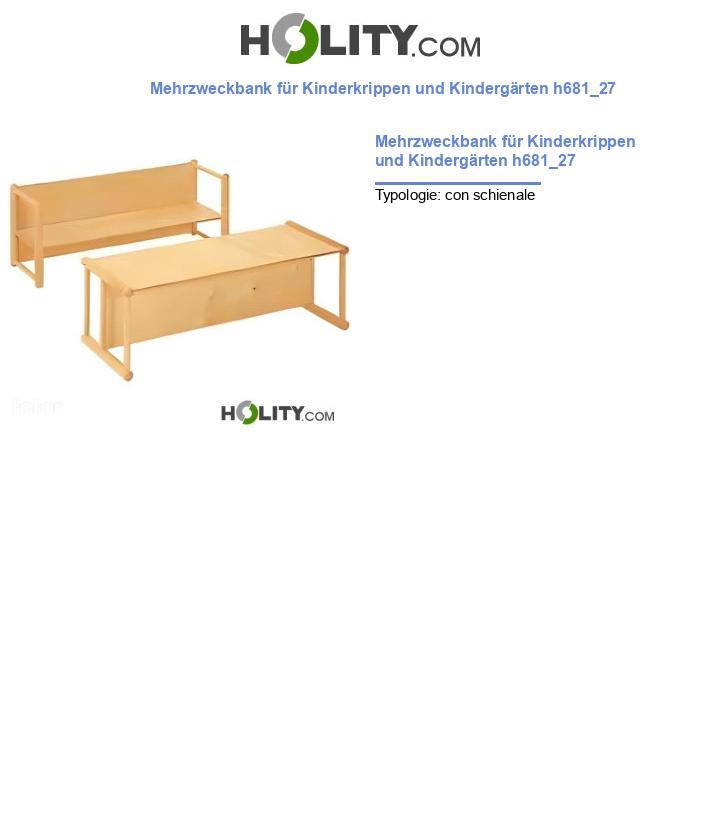 Mehrzweckbank für Kinderkrippen und Kindergärten h681_27