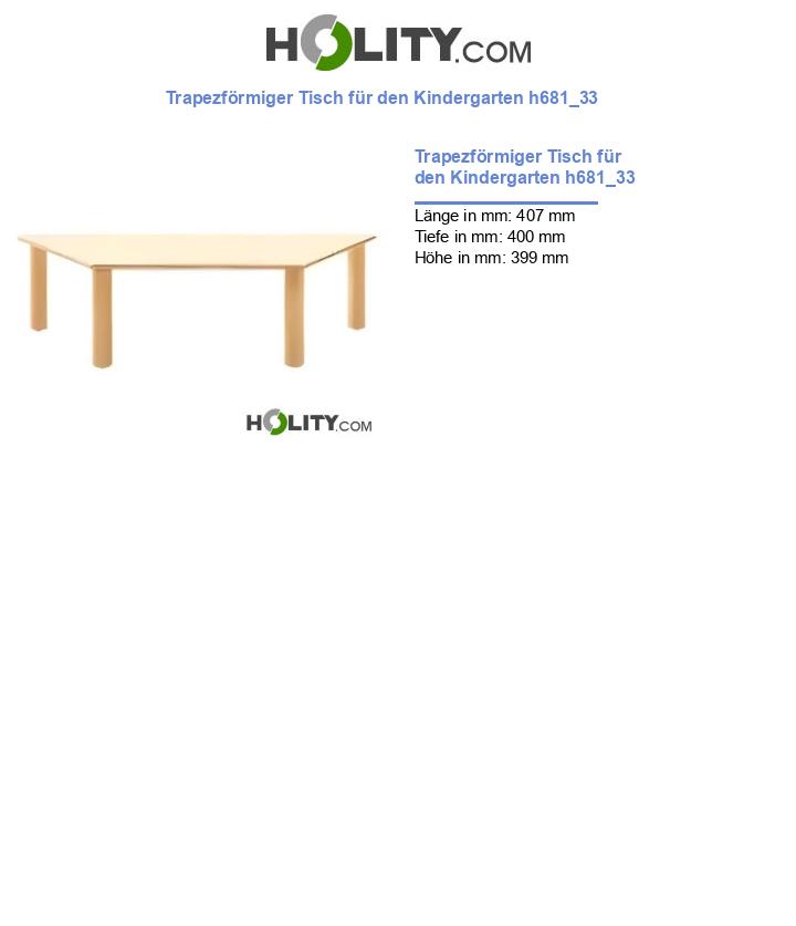 Trapezförmiger Tisch für den Kindergarten h681_33