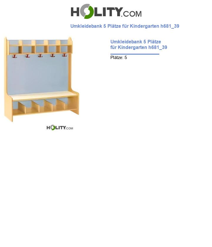 Umkleidebank 5 Plätze für Kindergarten h681_39