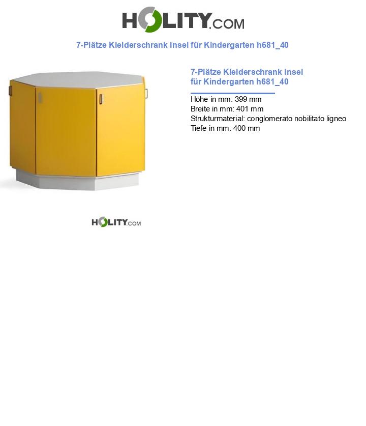 7-Plätze Kleiderschrank Insel für Kindergarten h681_40