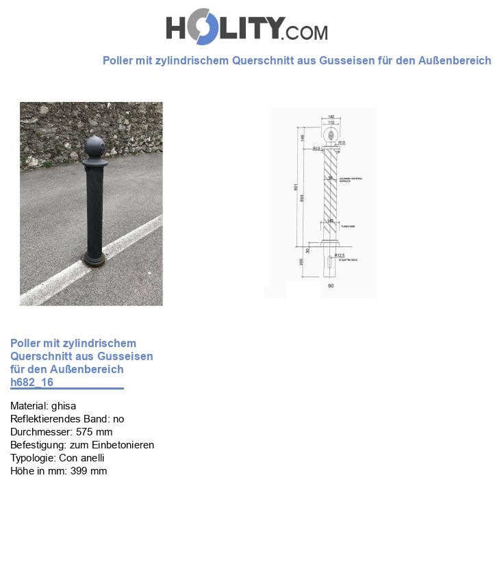 Poller mit zylindrischem Querschnitt aus Gusseisen für den Außenbereich h682_16