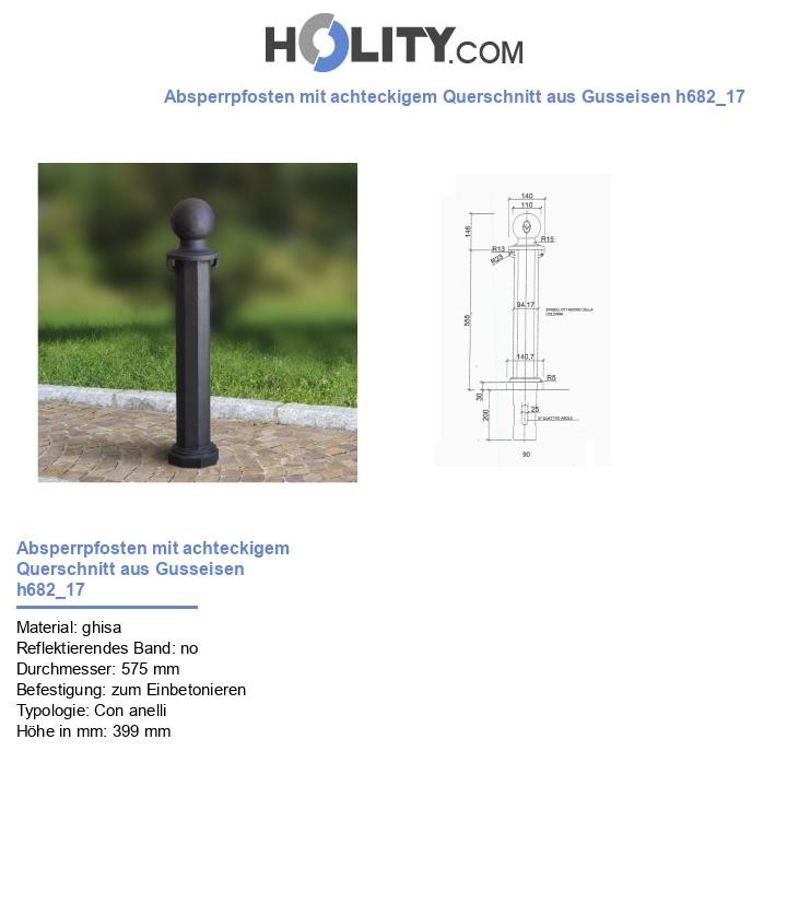 Absperrpfosten mit achteckigem Querschnitt aus Gusseisen h682_17