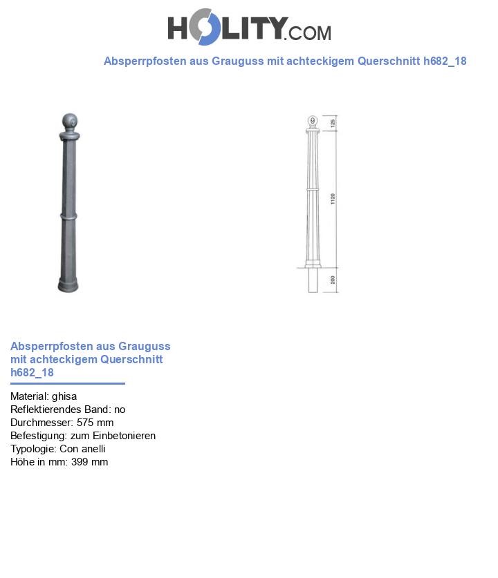 Absperrpfosten aus Grauguss mit achteckigem Querschnitt h682_18