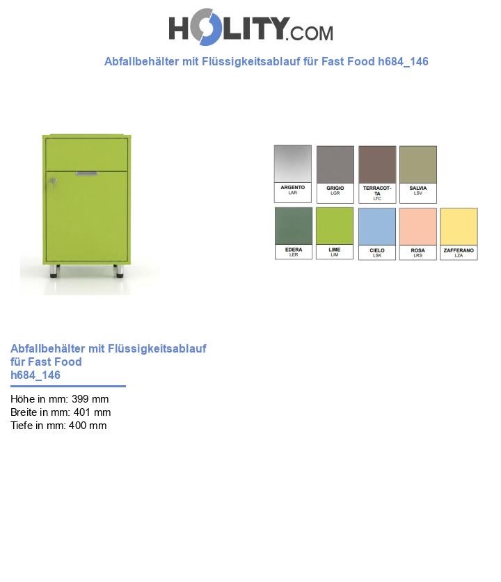 Abfallbehälter mit Flüssigkeitsablauf für Fast Food h684_146