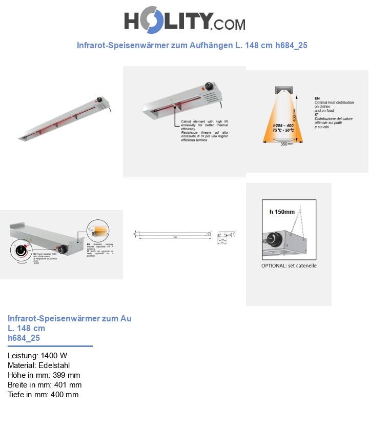 Infrarot-Speisenwärmer zum Aufhängen L. 148 cm h684_25
