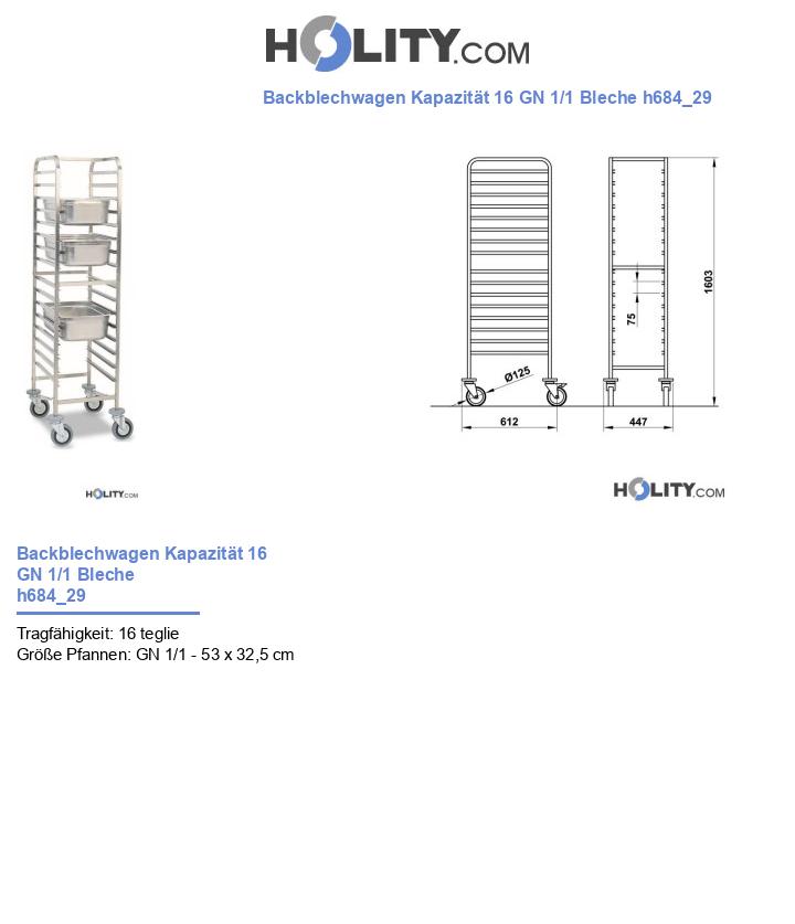 Backblechwagen Kapazität 16 GN 1/1 Bleche h684_29
