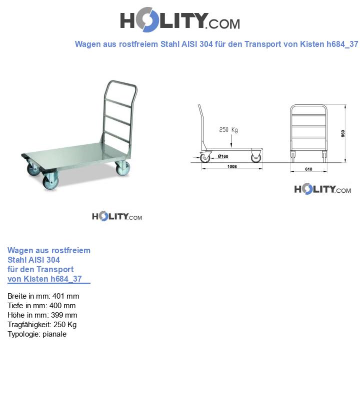 Wagen aus rostfreiem Stahl AISI 304 für den Transport von Kisten h684_37