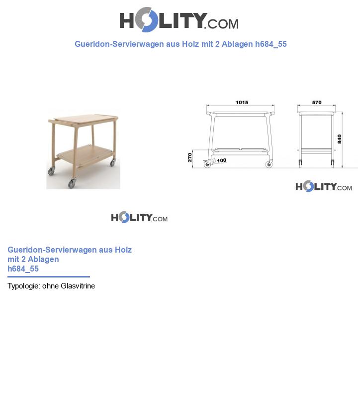 Gueridon-Servierwagen aus Holz mit 2 Ablagen h684_55
