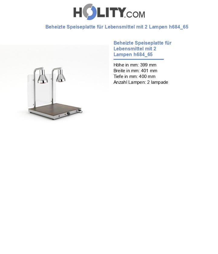 Beheizte Speiseplatte für Lebensmittel mit 2 Lampen h684_65