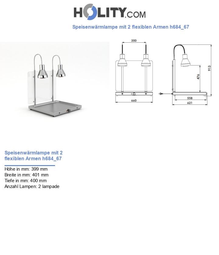 Speisenwärmlampe mit 2 flexiblen Armen h684_67