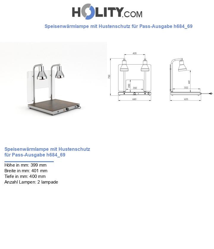 Speisenwärmlampe mit Hustenschutz für Pass-Ausgabe h684_69