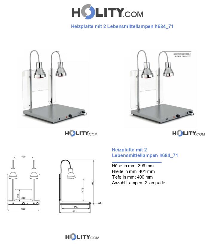 Heizplatte mit 2 Lebensmittellampen h684_71