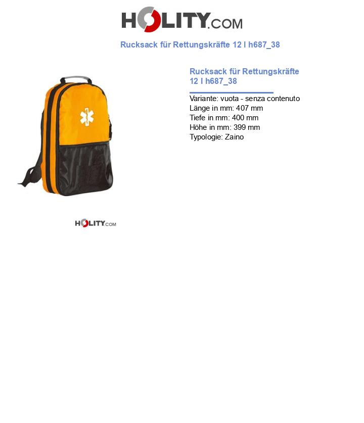 Rucksack für Rettungskräfte 12 l h687_38