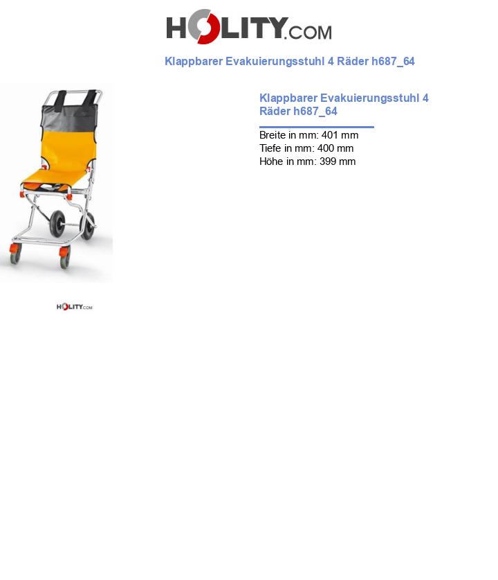 Klappbarer Evakuierungsstuhl 4 Räder h687_64