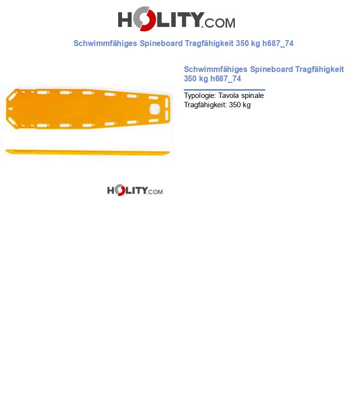 Schwimmfähiges Spineboard Tragfähigkeit 350 kg h687_74