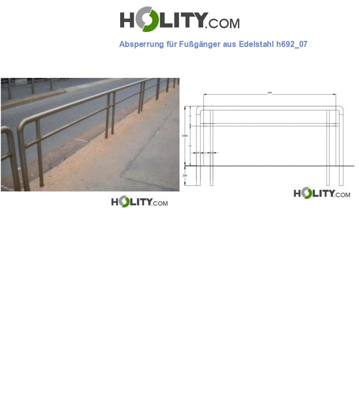 Absperrung für Fußgänger aus Edelstahl h692_07