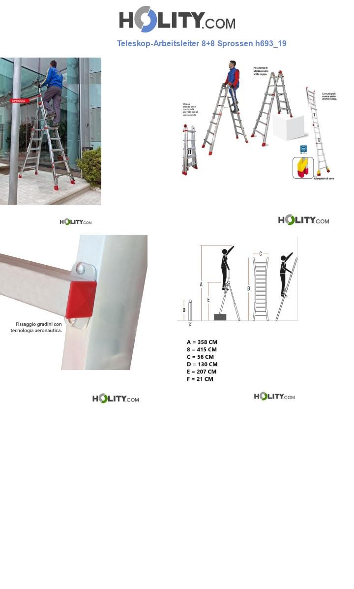 Teleskop-Arbeitsleiter 8+8 Sprossen h693_19