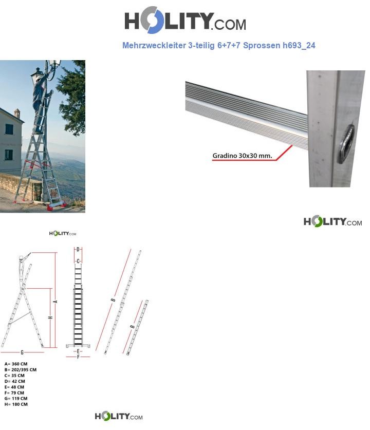 Mehrzweckleiter 3-teilig 6+7+7 Sprossen h693_24