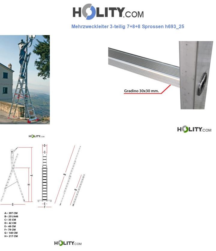 Mehrzweckleiter 3-teilig 7+8+8 Sprossen h693_25