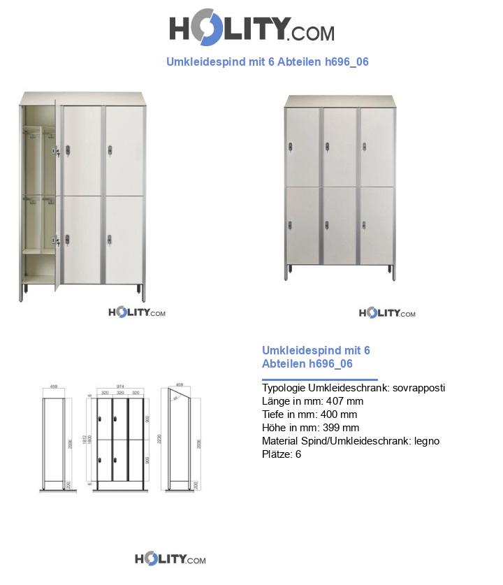 Umkleidespind mit 6 Abteilen h696_06