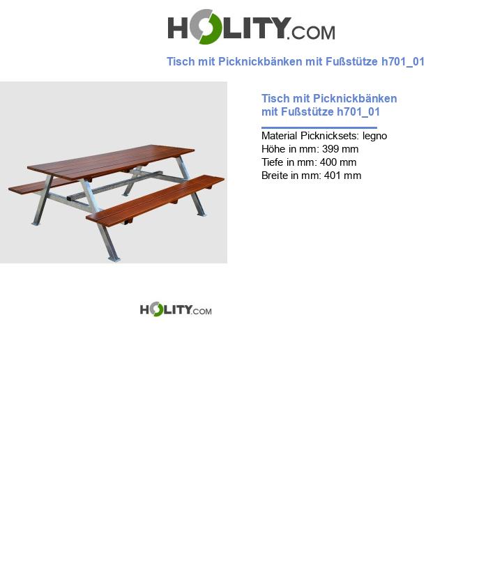 Tisch mit Picknickbänken mit Fußstütze h701_01