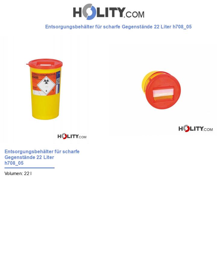 Entsorgungsbehälter für scharfe Gegenstände 22 Liter h708_05
