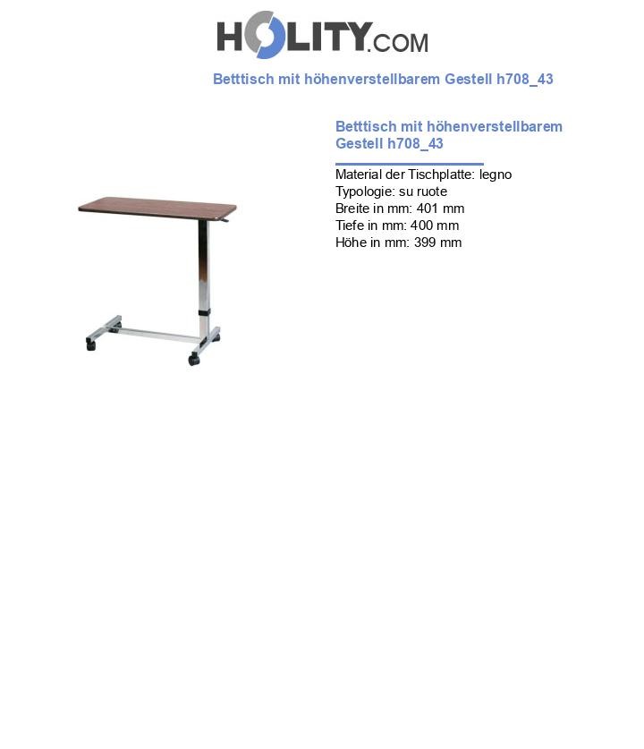 Betttisch mit höhenverstellbarem Gestell h708_43