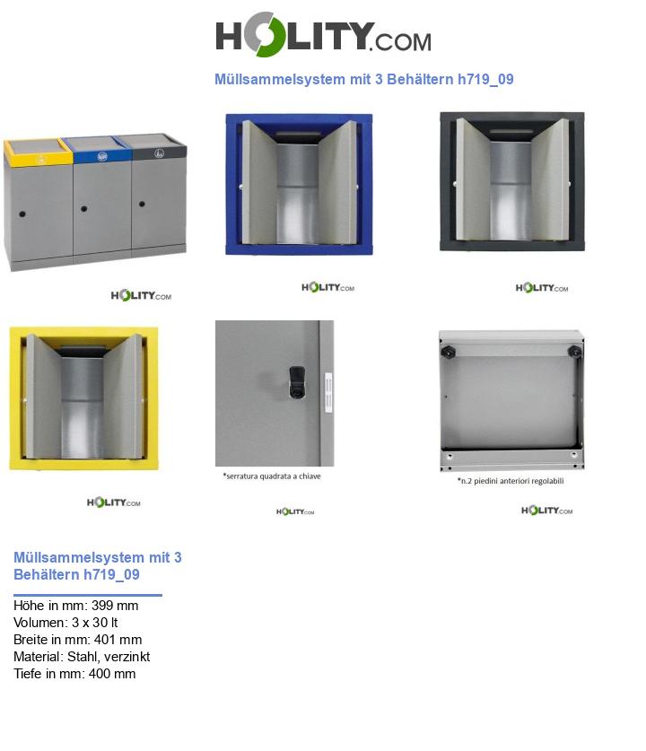 Müllsammelsystem mit 3 Behältern h719_09