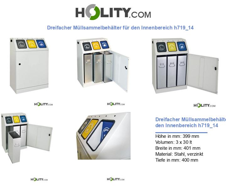 Dreifacher Müllsammelbehälter für den Innenbereich h719_14