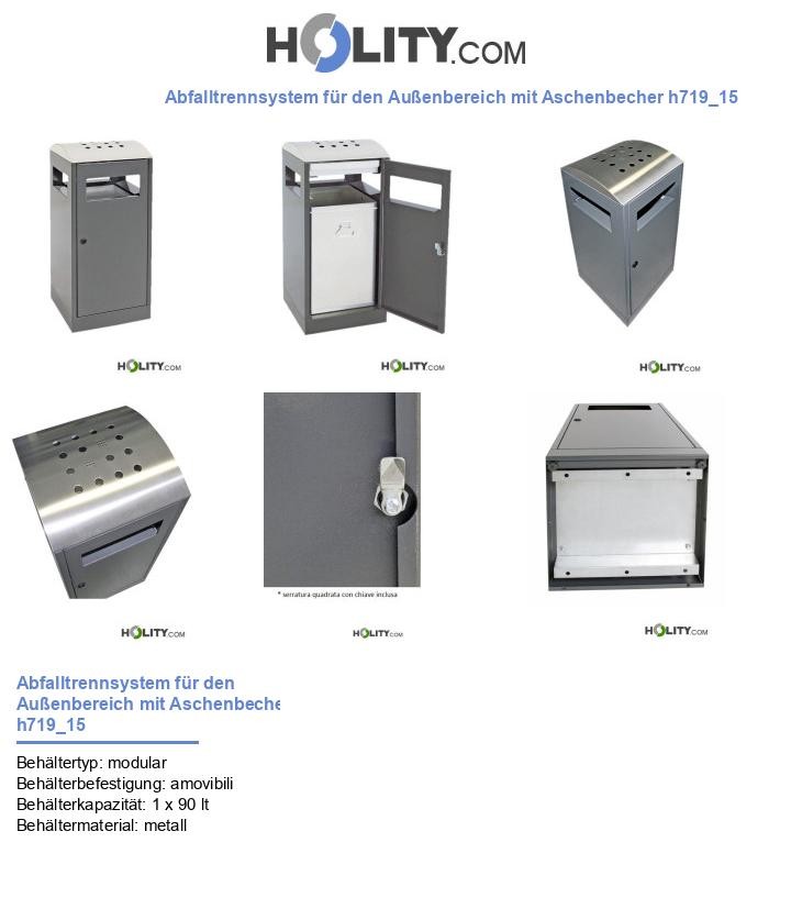 Abfalltrennsystem für den Außenbereich mit Aschenbecher h719_15