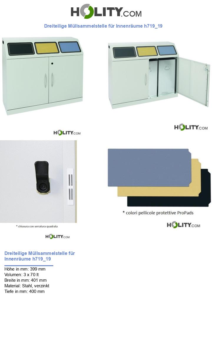 Dreiteilige Müllsammelstelle für Innenräume h719_19