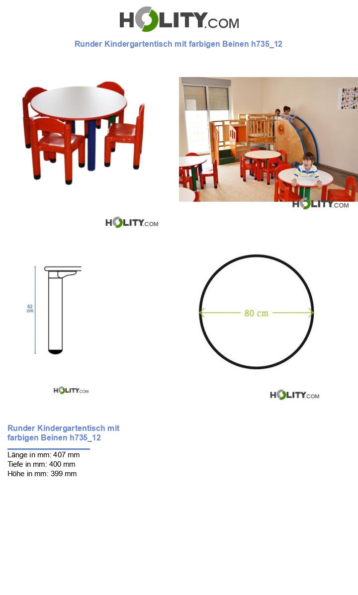 Runder Kindergartentisch mit farbigen Beinen h735_12