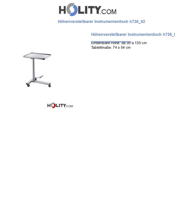 Höhenverstellbarer Instrumententisch h736_02