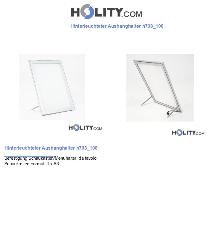 Hinterleuchteter Aushanghalter h738_108