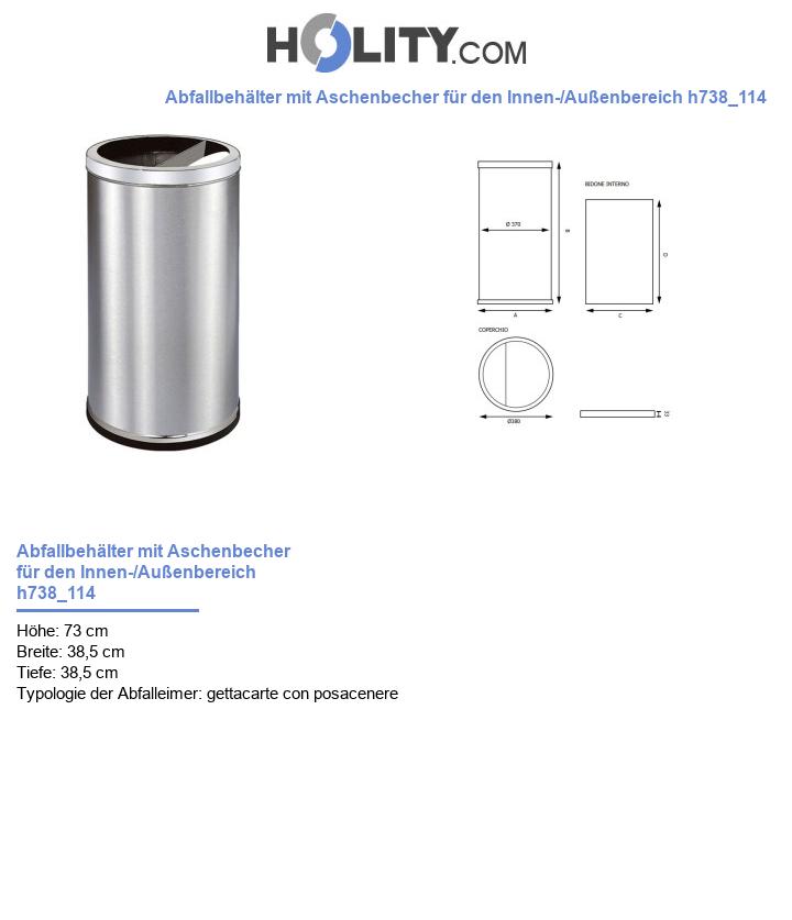 Abfallbehälter mit Aschenbecher für den Innen-/Außenbereich h738_114