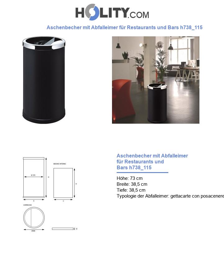 Aschenbecher mit Abfalleimer für Restaurants und Bars h738_115