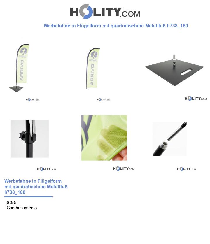 Werbefahne in Flügelform mit quadratischem Metallfuß h738_180
