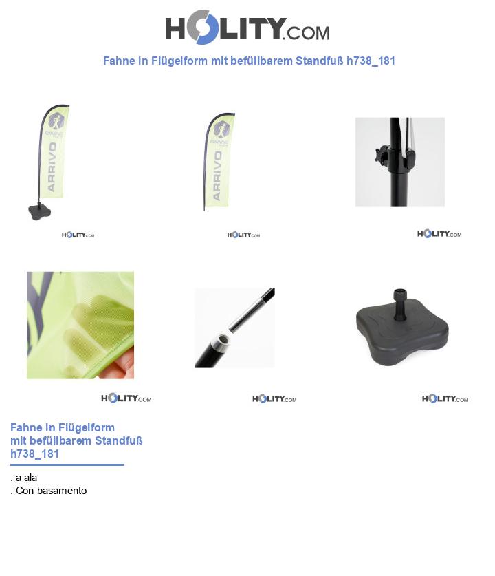 Fahne in Flügelform mit befüllbarem Standfuß h738_181