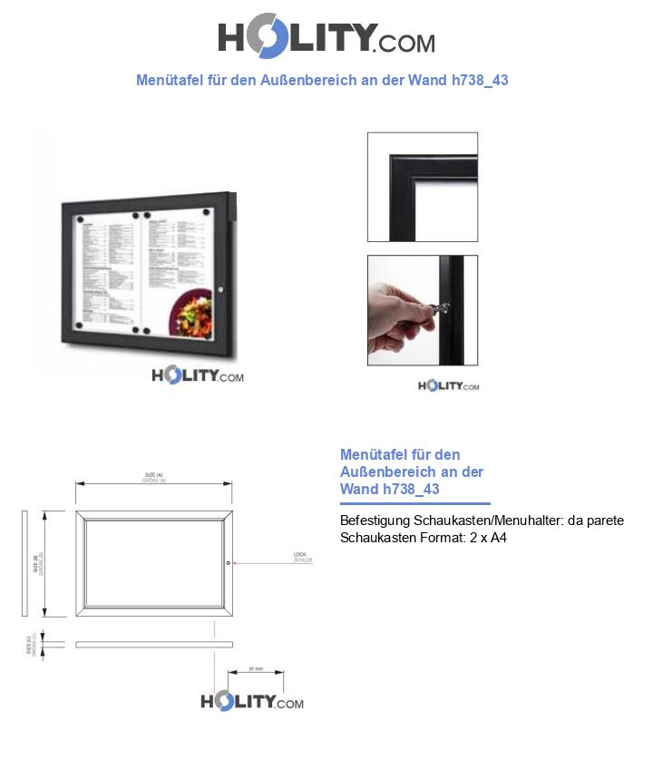 Menütafel für den Außenbereich an der Wand h738_43